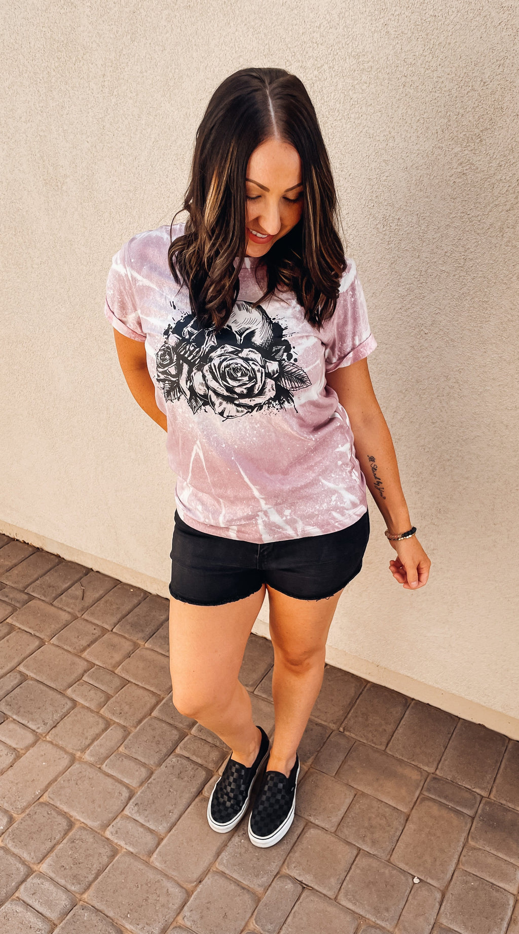 Skull and Roses Bleach Dyed